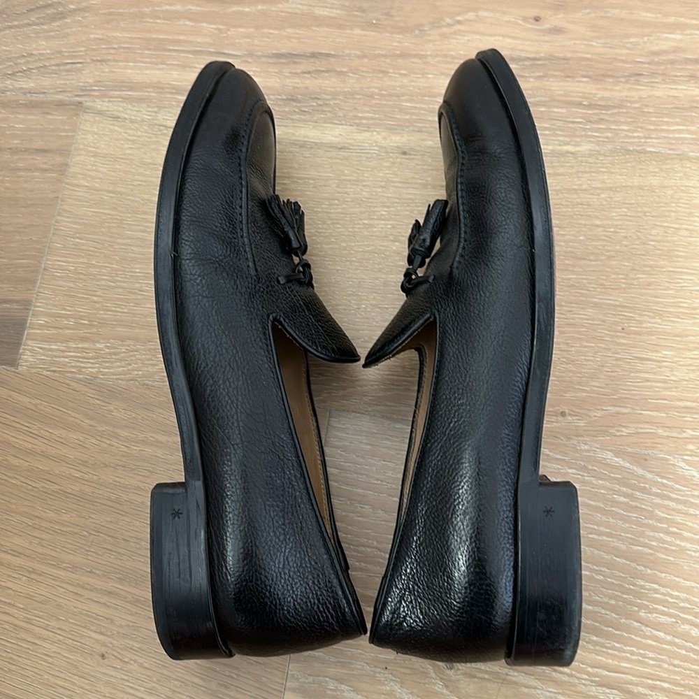 Allen Edmonds Perugia Men’s 10.5 Italian Leather Tassle Loafers Slip On Black - Picture 8 of 9